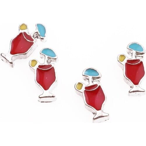 20pcs/lot Lemon Juice wine cocktail glass cup floating charms for living memory glass floating locket charms DIY jewelry