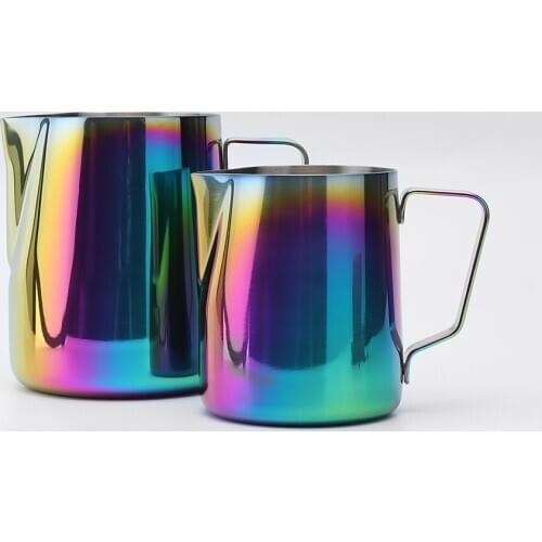 Sharp-nosed electroplating colorful garland cup 304 stainless steel coffee milk foam cup fancy color embossed milk garland cylin