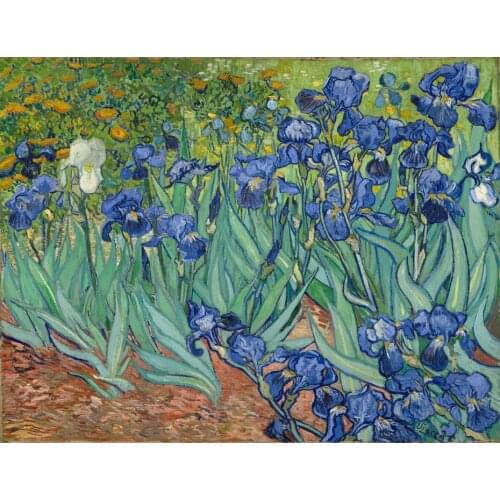 Hand Made Flower Oil Painting Replica on Canvas for Living Room Wall Art Home Decor Irises II by Vincent Van Gogh Frameless