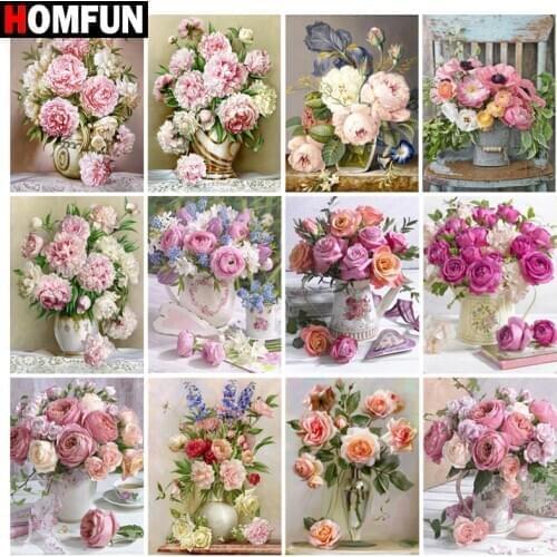 HOMFUN Rhinestone Painting Crystal Decor Diy Diamond Painting "Landscape flower" 3D Cross Stitch Pattern Diamond Embroidery