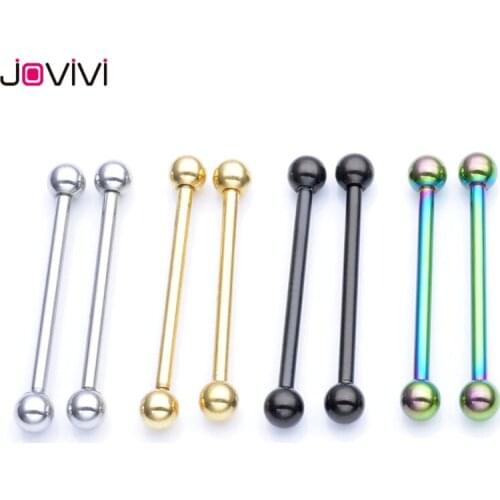 Jovivi Stainless Steel Tongue Rings 3mm-6mm Ball Tongue Piercing Lip Ring Eyebrow Ring 16G Tongue Piercing 16mm Pin Body Ring