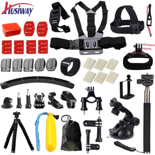 Husiway for all Go pro Accessories set helmet mount for gopro hero 5 4 3+ 3 2 / xiaoyi / Eken H8 GS camera accessories kit 15A