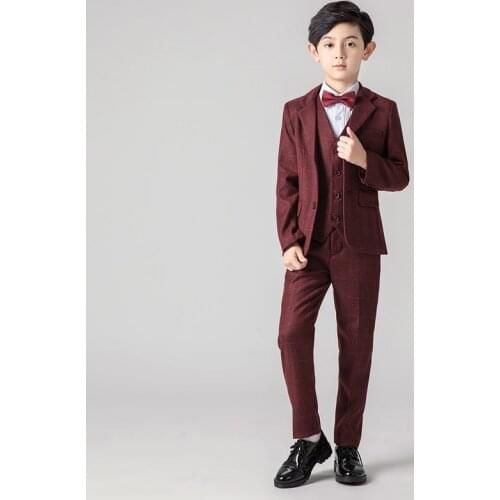 Children Formal Wedding dress Suit Sets Boys Party Piano Performance Costume Kids Blazer Vest Pants Shirts Clothing Set