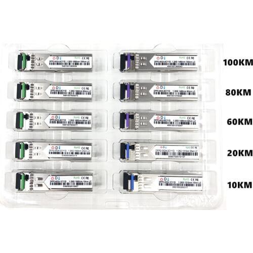 LC SFP Fiber optic module 1.25G LC 10/20/60/80/100KM 1310/1490/1550nm Single Fiber SFP Optical Module Transceiver FOR ONU OLT