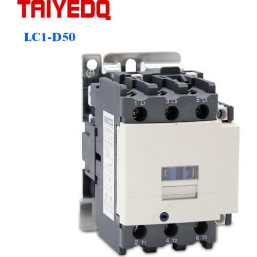 LC1-D50 AC Magnetic Contactor 50A 1NO 1NC Starter Relay Contactor 220V/380V 50/60Hz 3 Electric Contactors