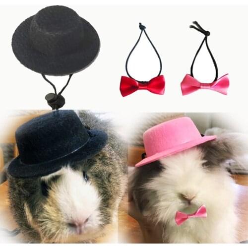 Small Animals Hats for Hamster Rabbit Rat Totoro Chinchilla Ferret Hedgehog Cap Guinea Pig Clothes Bow Tie Funny Pet Accessories
