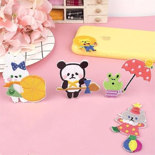 Maxsin 1 pcs High Quality Cartoon Cat Rabbit Panda Sticker Animal Patch Iron On Bag Jeans Accessories Decoration Applique DIY