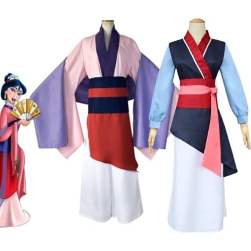 Hua Mulan Dress Cosplay Princess Mulan Costume Kids Women Adults KIDS Long Dress Halloween Cosplay Costume