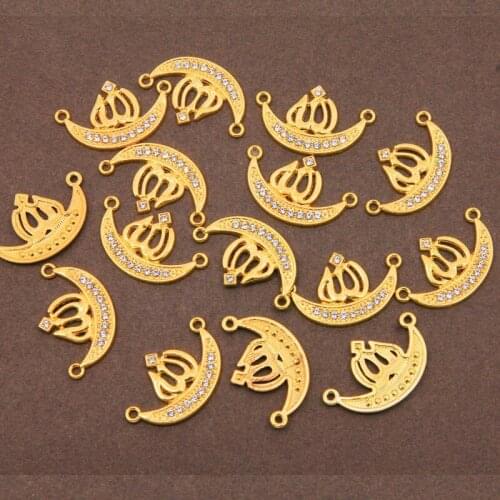 6pcs DIY Muslim Prayer Jewelry Findings Handmade Allah Charms Crescent Connector Accessories For Women Earrings Bracelets Makin