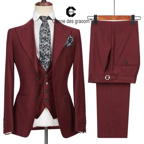 Cenne Des Graoom Men Suits Costume Homme Tailor-Made Blazers Vest Pants 3Pcs Set Wedding Dress Groom Formal Business Work Wear