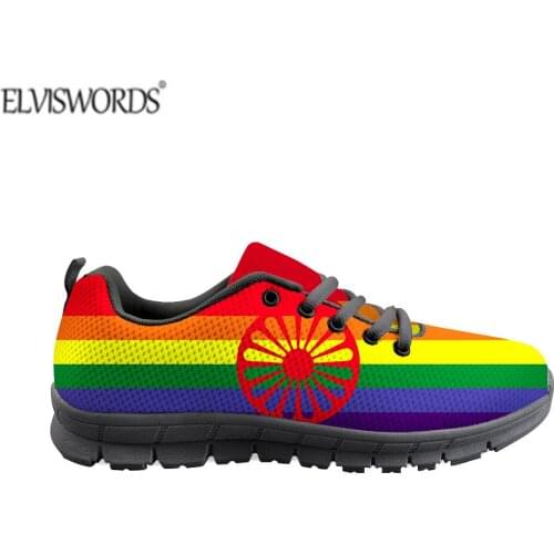 ELVISWORDS Romany Roma Travellers Flag Print Sneakers For Men Running Shoes Breathable 2021 Comfortable Sport Shoes For Male