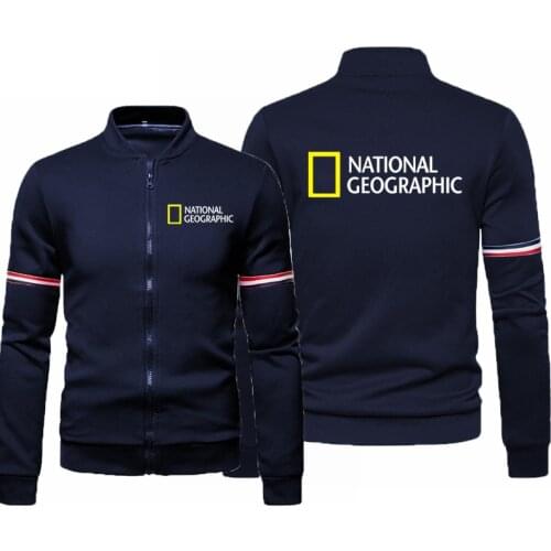 National Geographic Mens Knitted Sweater Jacket Long Sleeve Cardigan Wool Mens Lapel Workwear Cardigan with sweater