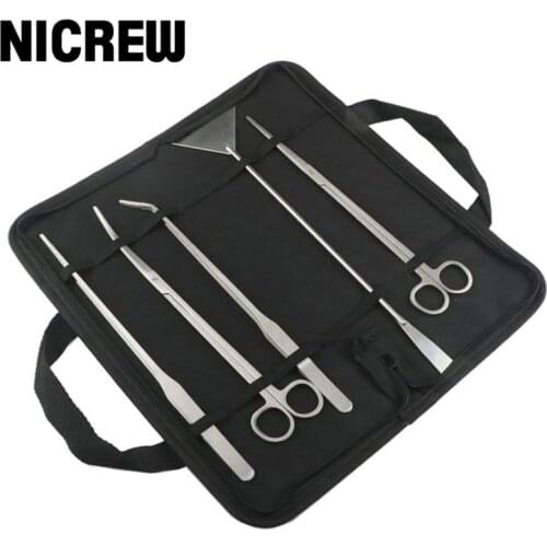 Nicrew 5Pcs/Set Aquarium Tools Set Plants Tweezers & Scissors Grass Stainless Steel Cleaning Tools Aquario Fish Tank Accessories