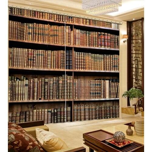 Customize Bookshelf curtains for Living room bedroom library study window blackout curtain