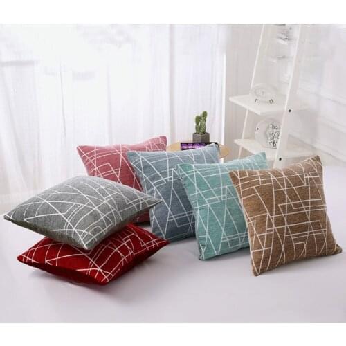 1pcs Chenille Fabric Throw Cushion Cover Pillow Geometric Stripe Cover Home Decoration Sofa Office Bed Pillowcase 40781