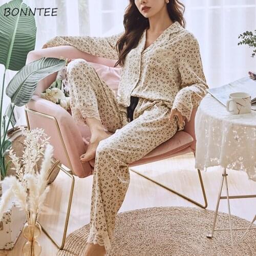 Pajama Sets Women Elegant Fashionable Simple Leisure Hipster Spring Homewear Sweet Ins Basic Ulzzang Feminine BF Style Clothing