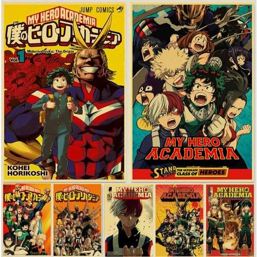 Japanese Anime Jump Comics Manga Retro Poster Boku No Hero Academia Kraft Paper Wall Art Home Room Decor High Quality Prints