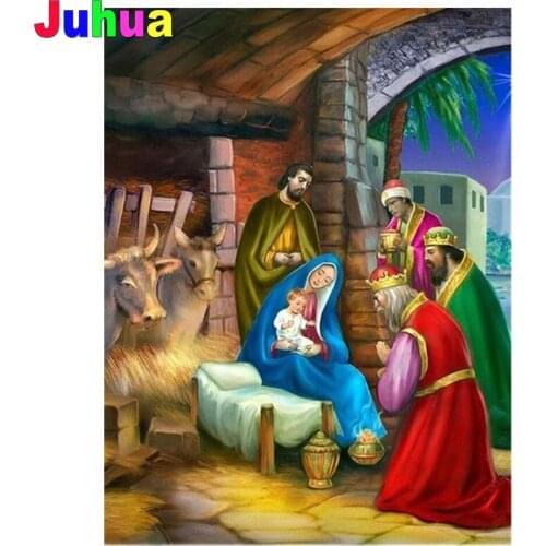 Religion Jesus born 5d diy diamond painting mosaic diamond stitch full drill religious diamond embroidery home decor