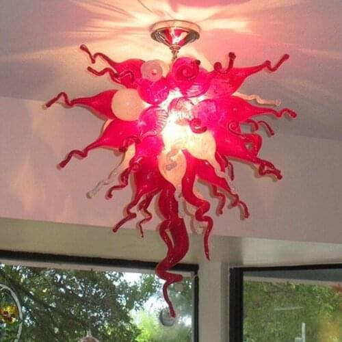 Luxury Hand Blown Glass Chandeliers Living Room Pendant Chandelier Lighting Indoor Luminarias Fixtures Lamparas Red White Color