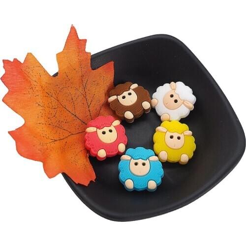 Chenkai 50PCS Silicone Sheep Beads Baby Chewing Pendant Nursing Sensory Teething Pacifier DIY Necklace Chain Nursing Accessories