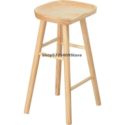 Nordic Solid Wood Bar Chair Log Color Black Walnut Color Bar Chair Home Dining Table Stool High Stool High Chair