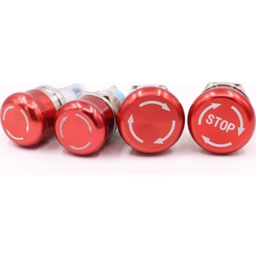 16mm 19mm 22mm Pattern 1NO 1NC Waterproof Stainless Steel Waterproof Metal Latching Emergency STOP Push Button Switch