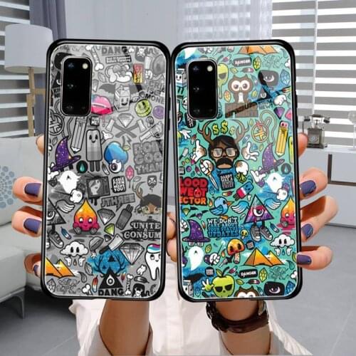 Fun cartoon puzzle Phone Case Tempered Glass For Samsung S7 S8 S9 S10E S20 21 30 Plus ultra Note 8 9 10 Plus A7 2018