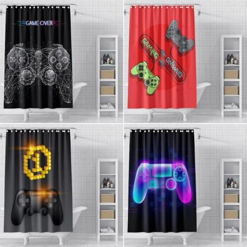 Waterproof Shower Curtains Fabric Polyester Gamepad Printing Shower Curtains Game Bathroom Shower Curtains Home Decor