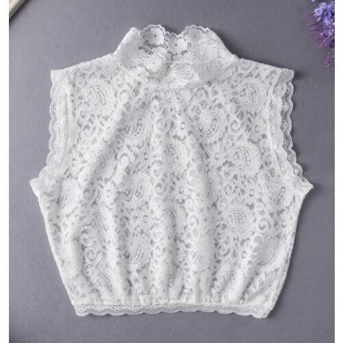Women Turtleneck Detachable Collar Lace Floral Sweater Shirt False Collars Female Solid Color Fake Collar Neckwear Neck Scarf