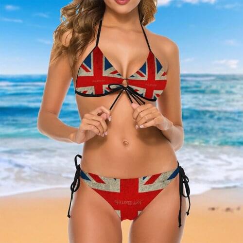 Women 2021 Sexy Bikinis Old And Worn Distressed Vintage Union Jack Flag Y Women Swimsuit Low Waist Swimwear Women Bathing Suit