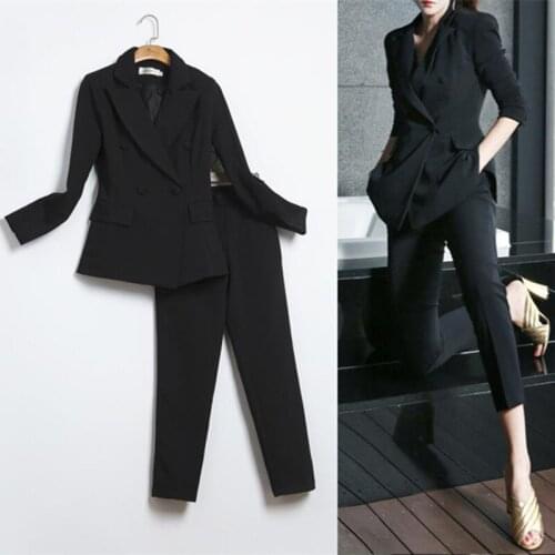 New Women Autumn Fashion Formal Pants Suits 2020 Elegant Office Lady Career Work Wear Casual 2 Piece Set Jacket and Pants