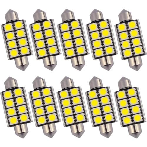 10PCS Festoon 42mm LED Bulb C5W C10W Super Bright 5050 SMD Canbus Error Free Auto Interior Doom Lamp Car Styling Reading Lights