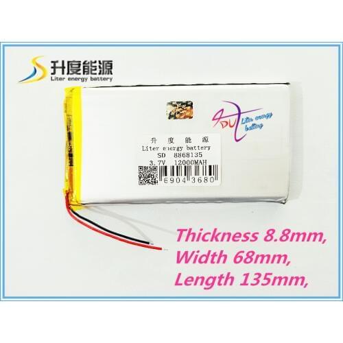 3.7 V 8868135 12000mah The tablet battery tablet battery brand tablet gm lithium polymer battery The tablet battery