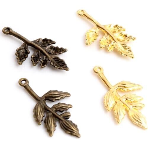 30x17mm 20pcs Antique Bronze Gold Plated Tree Leaf Handmade Charms Pendant:DIY for bracelet necklace