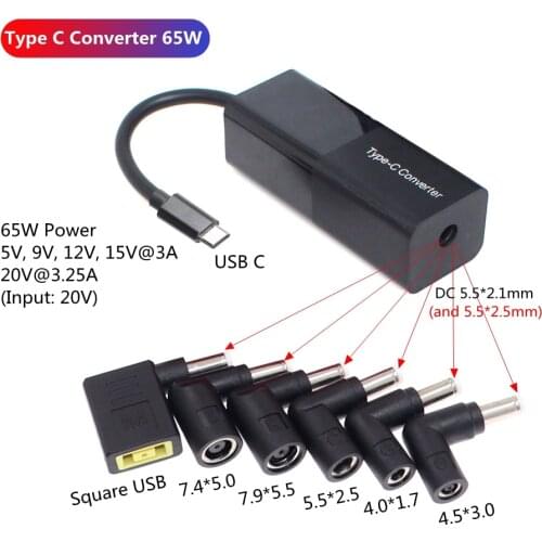 Laptop Dc Adapter Charger Converter DC 7.4*5.0 7.9*5.5 4.5*3.0 Female to USB Type C Male Power Jack Connector for Lenovo Hp Asus