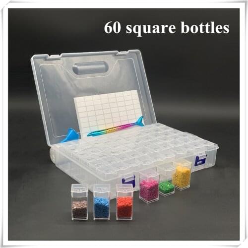 Diamond Painting Accessories Beads Storage Box Organizer Kit 28/32/36/56/60/64/80 Bottle Multipurpose Transparent Container Case