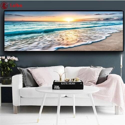 DIY Diamond Painting Natural scenery, sunset beach Diamond Mosaic Full Drill Square Embroidery Cross Stitch Handmade Hobby