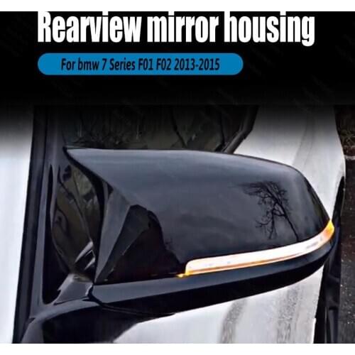 Side Bright 2pcs for Bmw 7 Series F01 F02 2013 2014 2015 Replacement Rearview Mirror Cover Caps M Style Glossy Black