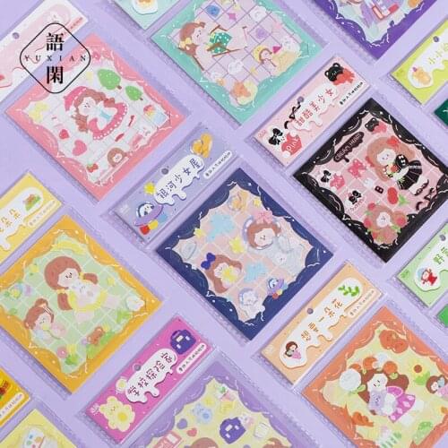 BULA Pink Cartoon Cute Kawaii Paper Stickers Calendar Diary Journaling Label Decorative DIY Stationery Kids Girl Toys