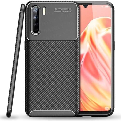 For Oppo F15 Case Soft TPU Silicone Anti-knock Bumper Carbon Fiber Matte Texture Back Cover For Oppo F15 Phone Case For Oppo F15