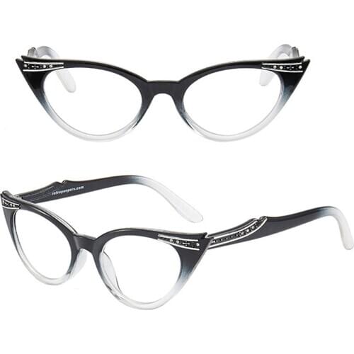 !Two Pairs! Cat Eye Reading Glasses Women Retro Elegant Diamond Anti Blu Anti Fatigue +0.75 to +4