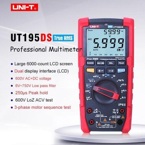 Low pass filter;AC DC voltage current Ohm meter;UNI-T UT195DS industrial Digital Multimeter;3-phase motor sequence test/LoZ Test