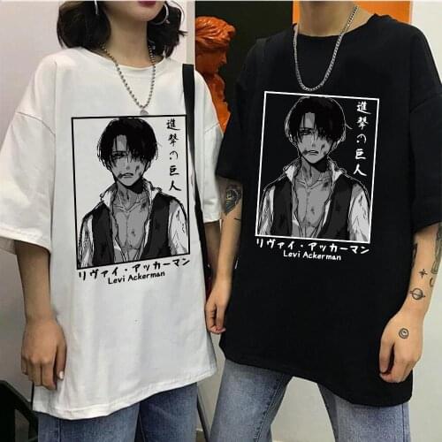 Attacking Giant Japanese Male T-shirt Comic Cartoon Harajuku Print Loose Dark Punk Trend Top Couple Tee Short Sleeve Summer