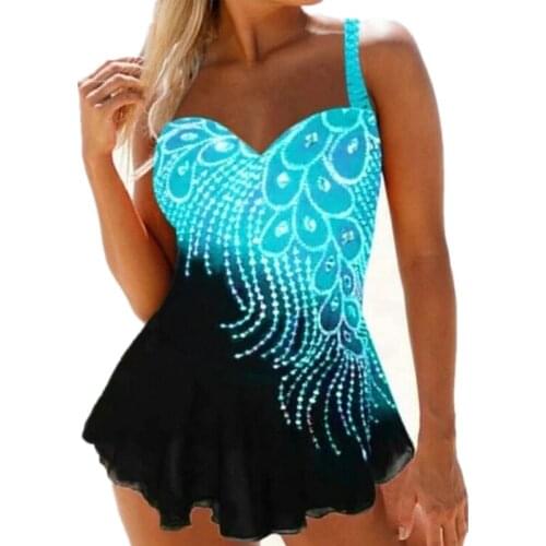 Swimsuit Large Size 7xl 8xl Bathing Suit With Short Two piece Diamond Feather Printed Swimwear Women Beach Swimming