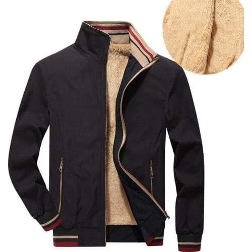 Jacket men winter new velvet thick warm Coats large size solid color casual cotton tops Long Sleeve wool liner Cashmere warm