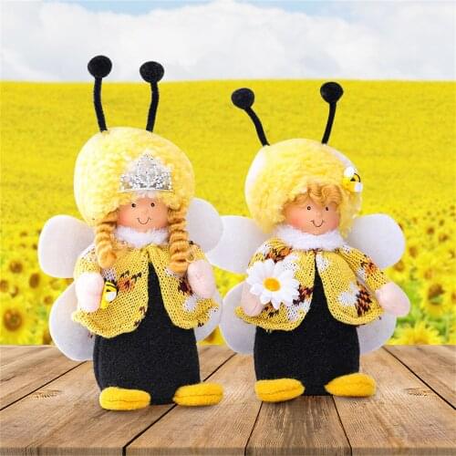 Summer Bee-shaped Short-legged Doll Knitted Wool Bee Festival Decoration Ornaments Creative Bee Modeling Holiday Gifts For Home