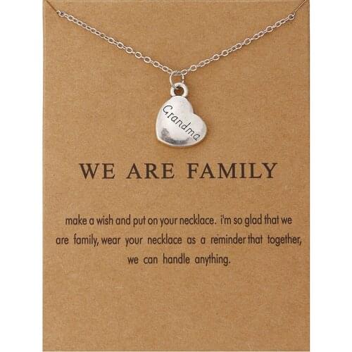 Fashion Heart Love We Are Family Tree Dad Mom Sister Members Alloy Pendant Necklace Jewelry