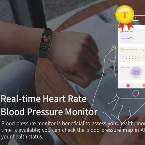 Real time heart rate blood pressure monitor smart band GPS motion track wristband Female physiological period Fitness bracelet