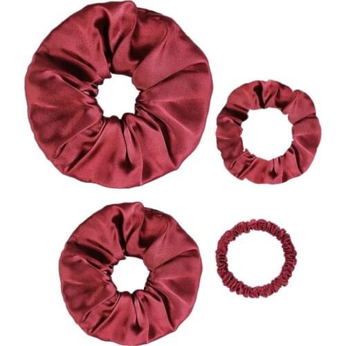 4 Pack Silk Scrunchies, Hair Accessory Scrunchies Set, Hair Bands Set, Colourful Silk Satin Scrunchies Set,Ponytail Holder Bands