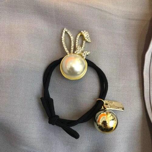 2021 New Peach Heart Beaded Hair Accessories Cute Rabbit Hair Rope Simple Temperament High Elasticity Durable Hair Accessories